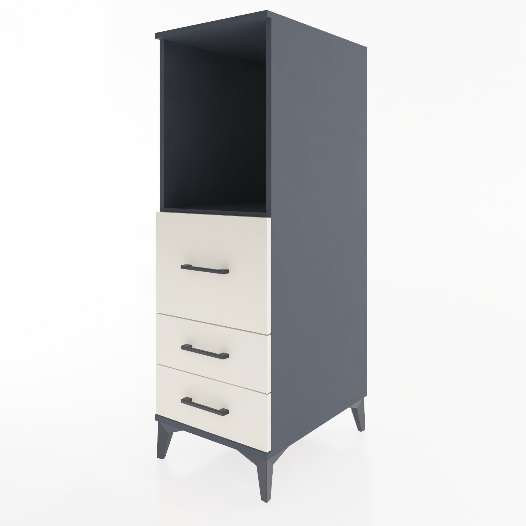 Woodntry Modüler Dolap Antrasit 44x59x122 cm Çekmeceli ve Raflı CR80-2