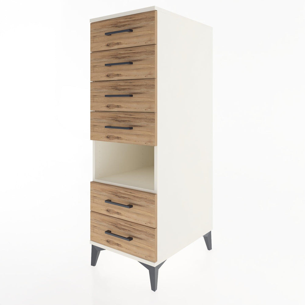Woodntry Modüler Dolap Aytaşı 44x30x122 cm Çekmeceli ve Raflı CR131-1
