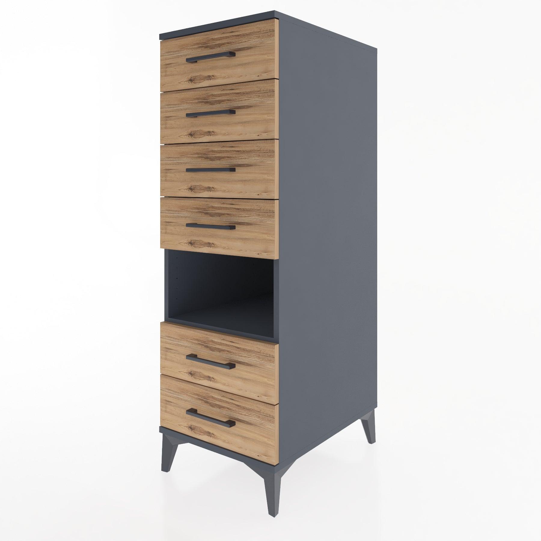 Woodntry Modular Cabinet Anthracite 44x59x122 cm with Drawers and Shelves CR131-2
