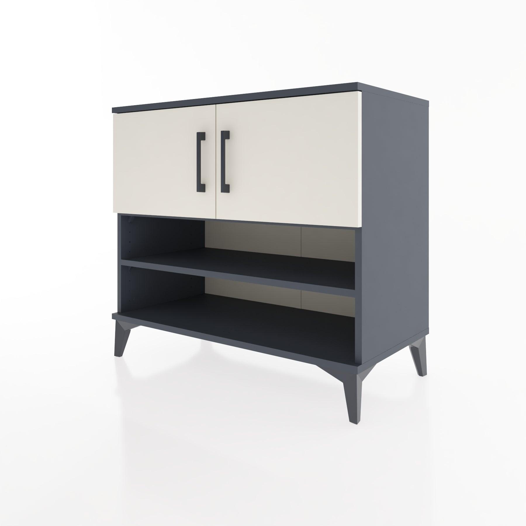 Woodntry Modüler Şifonyer Antrasit 88x44x68 cm Kapaklı ve Raflı KR32-2