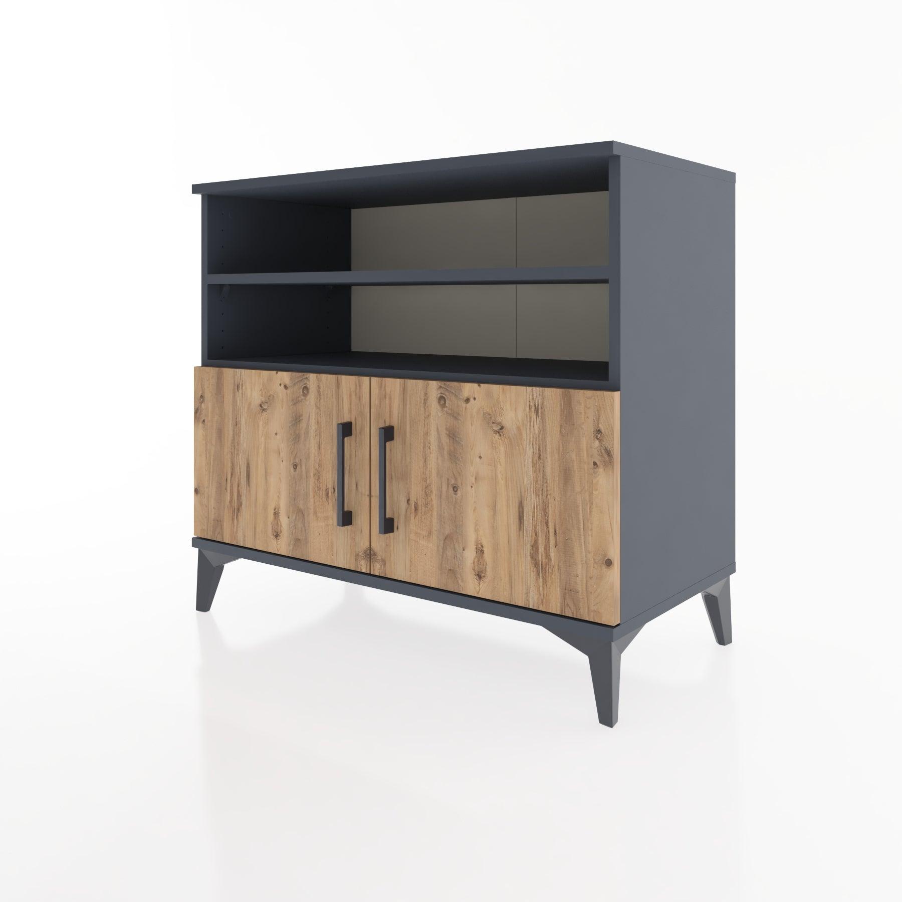 Woodntry Modüler Şifonyer Antrasit 88x44x68 cm Kapaklı ve Raflı KR33-2