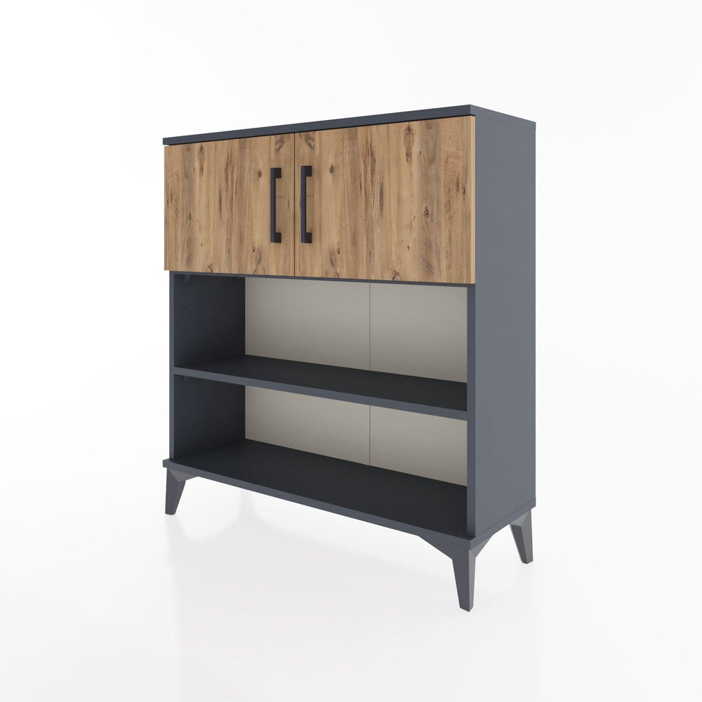 Woodntry Modüler Şifonyer Antrasit 88x30x84 cm Kapaklı ve Raflı KR34-2