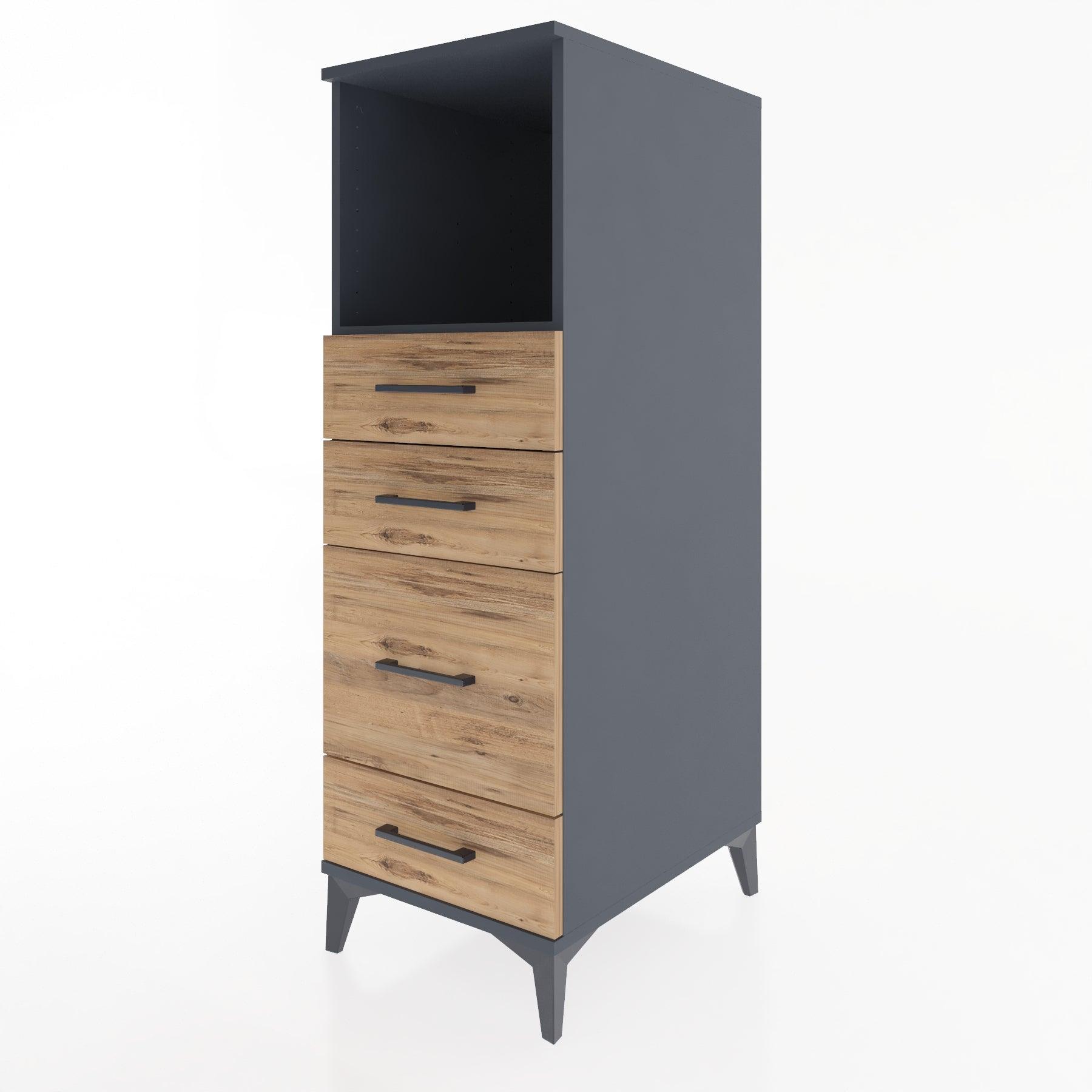 Woodntry Modular Cabinet Anthracite 44x30x122 cm with Drawers and Shelves CR84-2