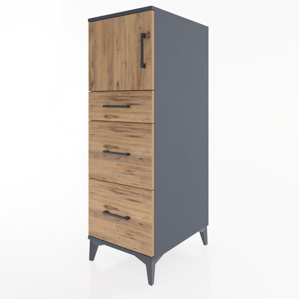 Woodntry Modular Cabinet Anthracite 44x30x122 cm with Doors and Drawers KC34-2
