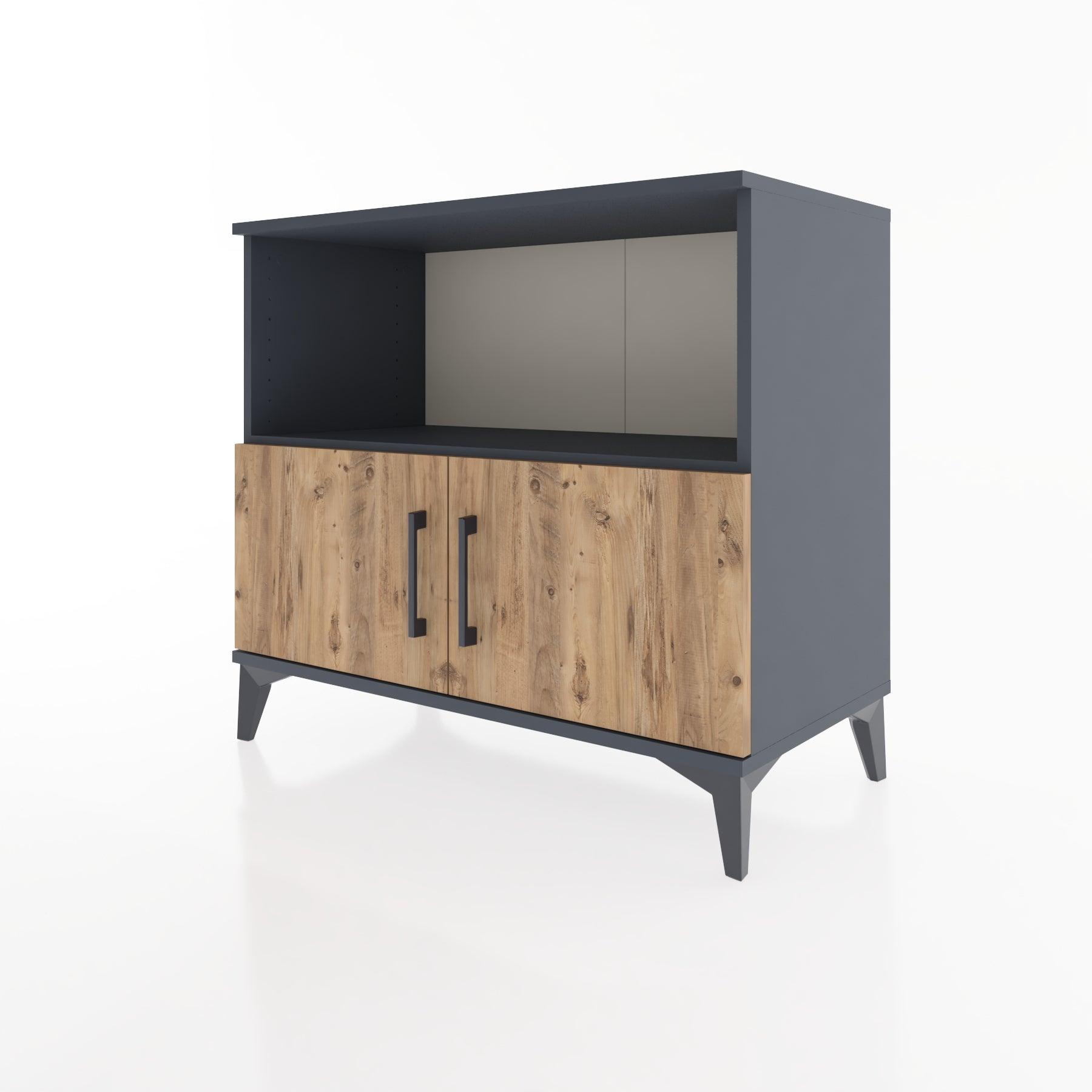 Woodntry Modüler Şifonyer Antrasit 88x44x68 cm Kapaklı ve Raflı KR35-2