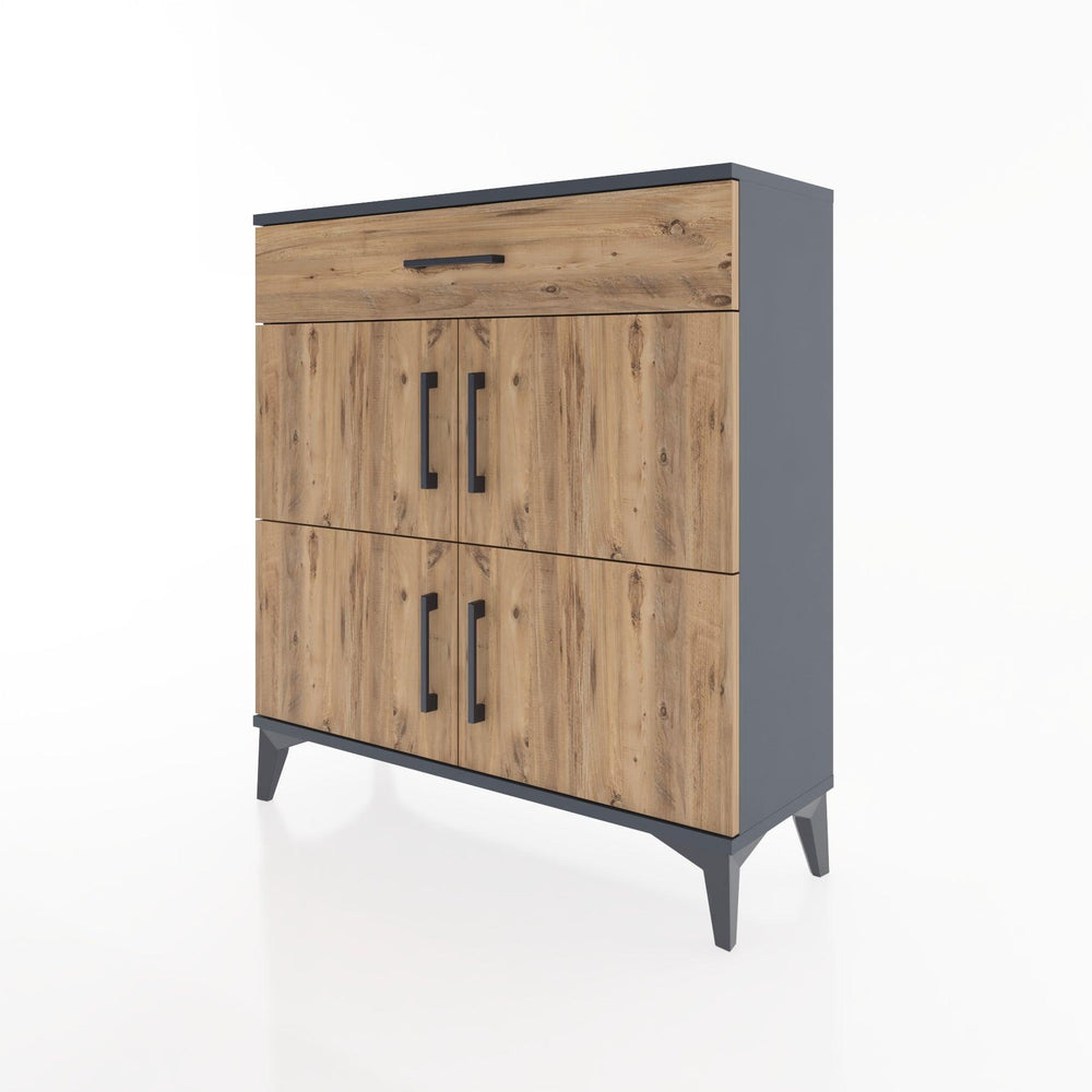 Woodntry Modüler Şifonyer Antrasit 88x30x84 cm Kapaklı ve Çekmeceli KC36-2