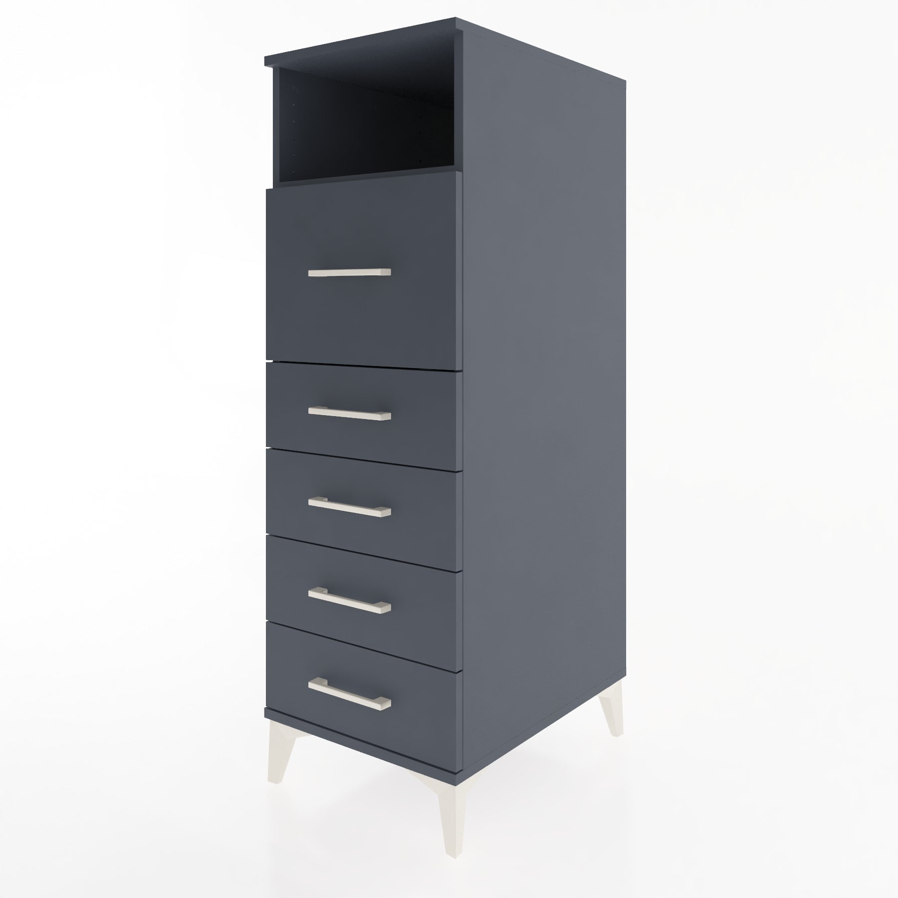 Woodntry Modüler Dolap Antrasit 44x59x122 cm Çekmeceli ve Raflı CR86-2