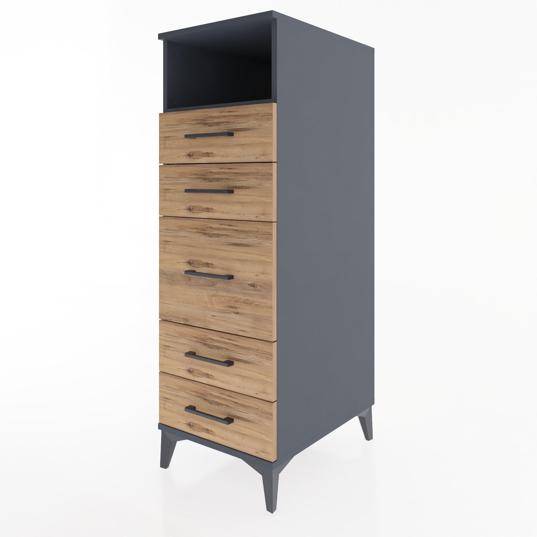 Woodntry Modular Cabinet Anthracite 44x30x122 cm with Drawers and Shelves CR87-2