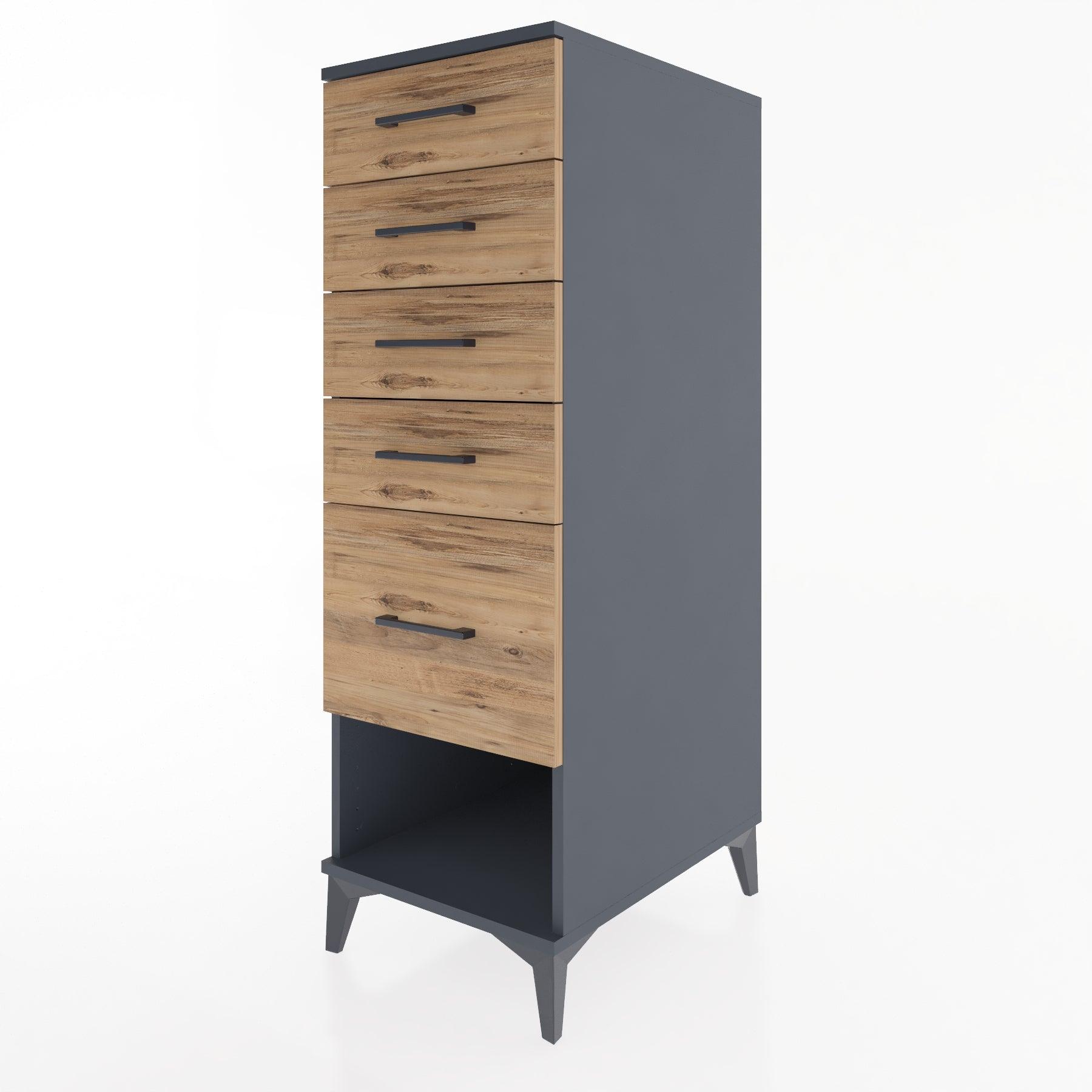 Woodntry Modular Cabinet Anthracite 44x30x122 cm with Drawers and Shelves CR88-2