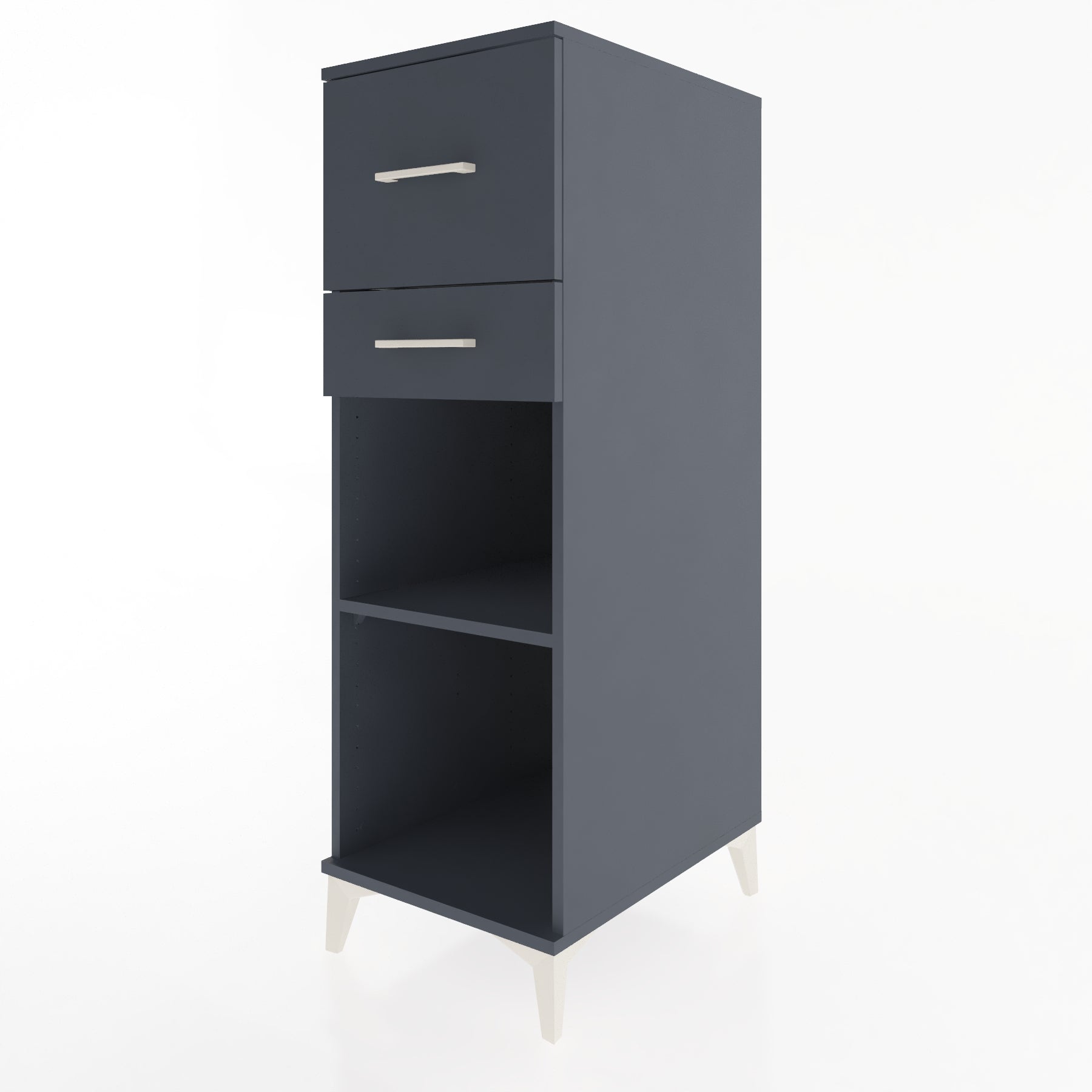 Woodntry Modüler Dolap Antrasit 44x59x122 cm Çekmeceli ve Raflı CR89-2