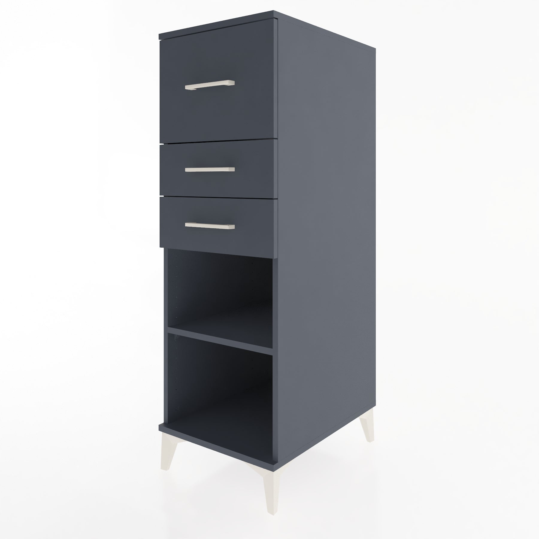 Woodntry Modüler Dolap Antrasit 44x59x122 cm Çekmeceli ve Raflı CR90-2