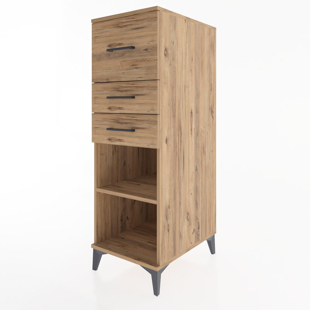 Woodntry Modüler Dolap Çam 44x30x122 cm Çekmeceli ve Raflı CR90-3