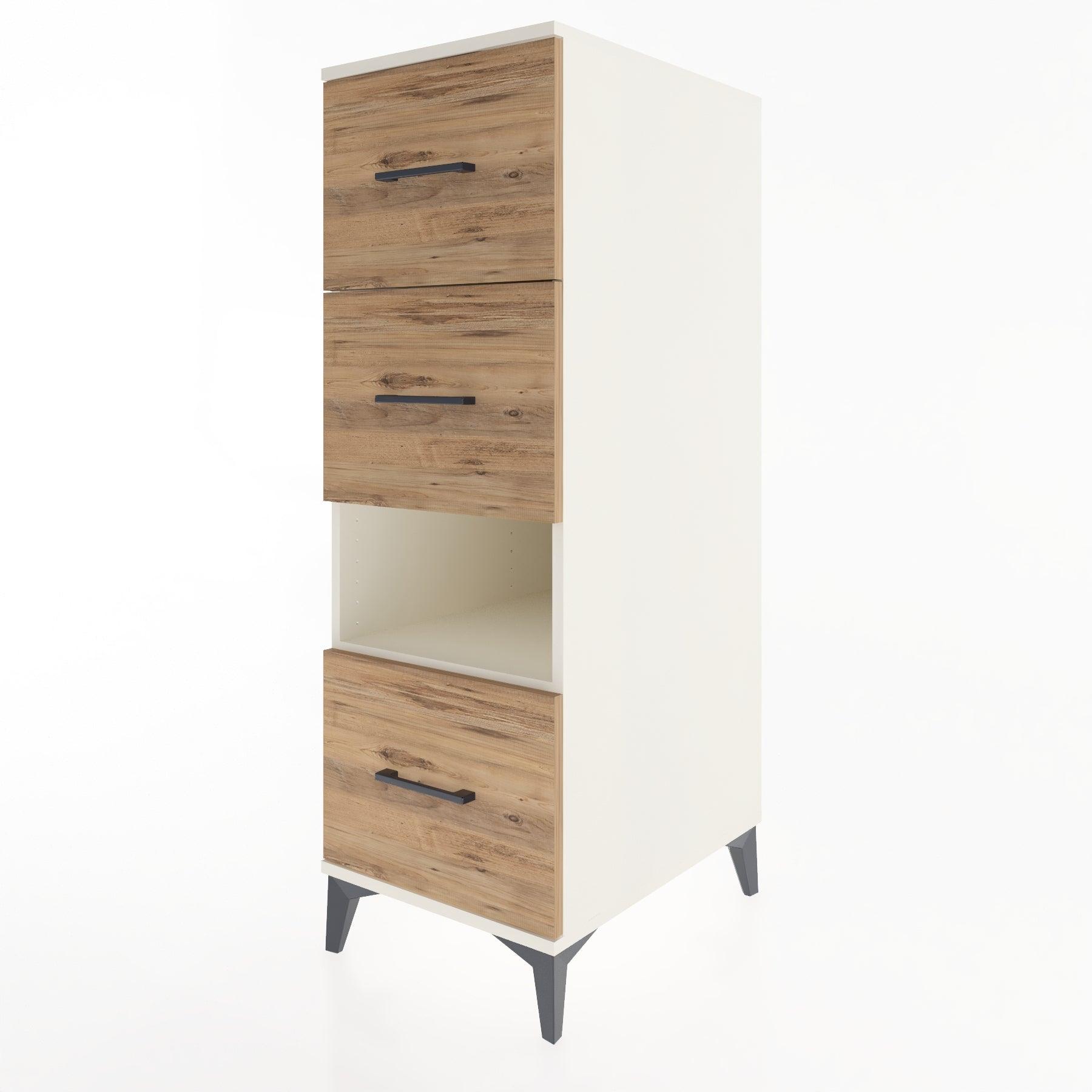 Woodntry Modular Cabinet Moonstone 44x30x122 cm with Drawers and Shelves CR41-1