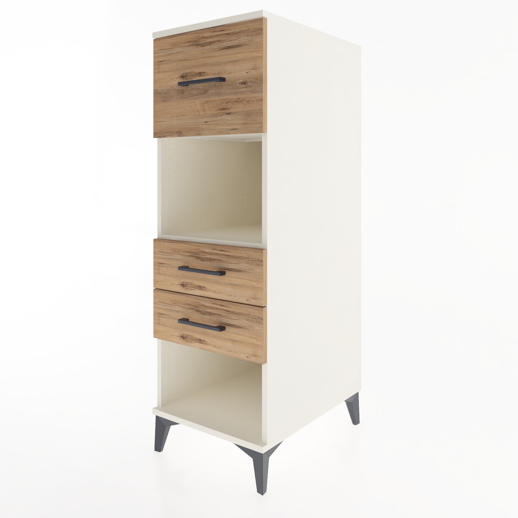 Woodntry Modüler Dolap Aytaşı 44x59x122 cm Çekmeceli ve Raflı CR91-1