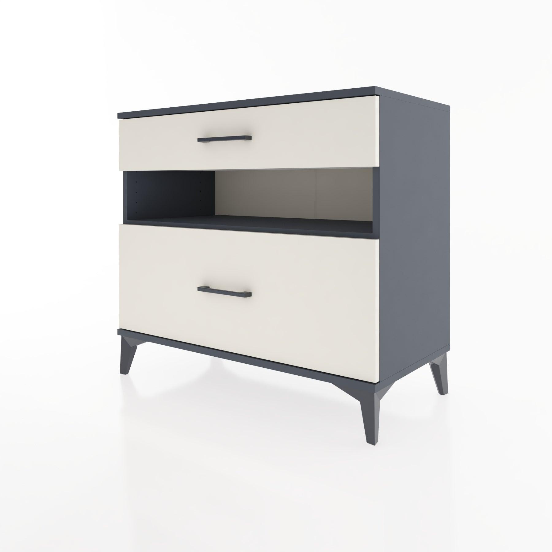 Woodntry Modüler Şifonyer Antrasit 88x44x68 cm Çekmeceli ve Raflı CR41-2
