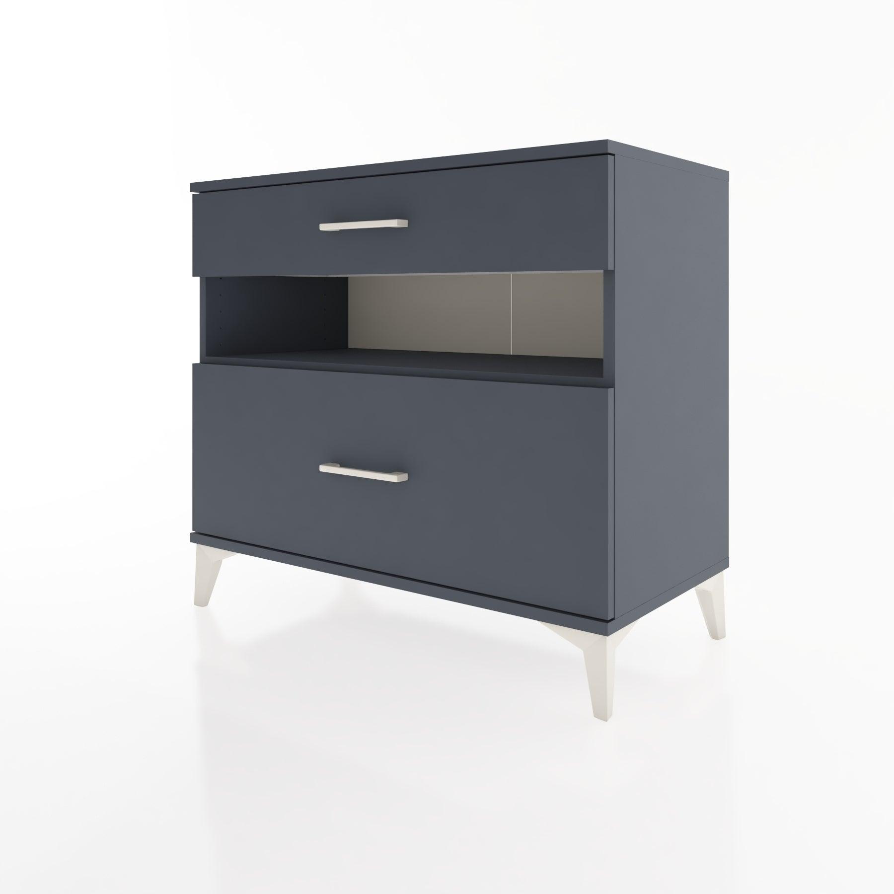 Woodntry Modüler Şifonyer Antrasit 88x44x68 cm Çekmeceli ve Raflı CR41-2