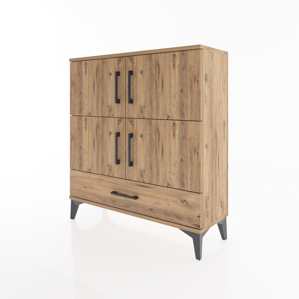 Woodntry Modüler Şifonyer Çam 88x30x84 cm Kapaklı ve Çekmeceli KC41-3