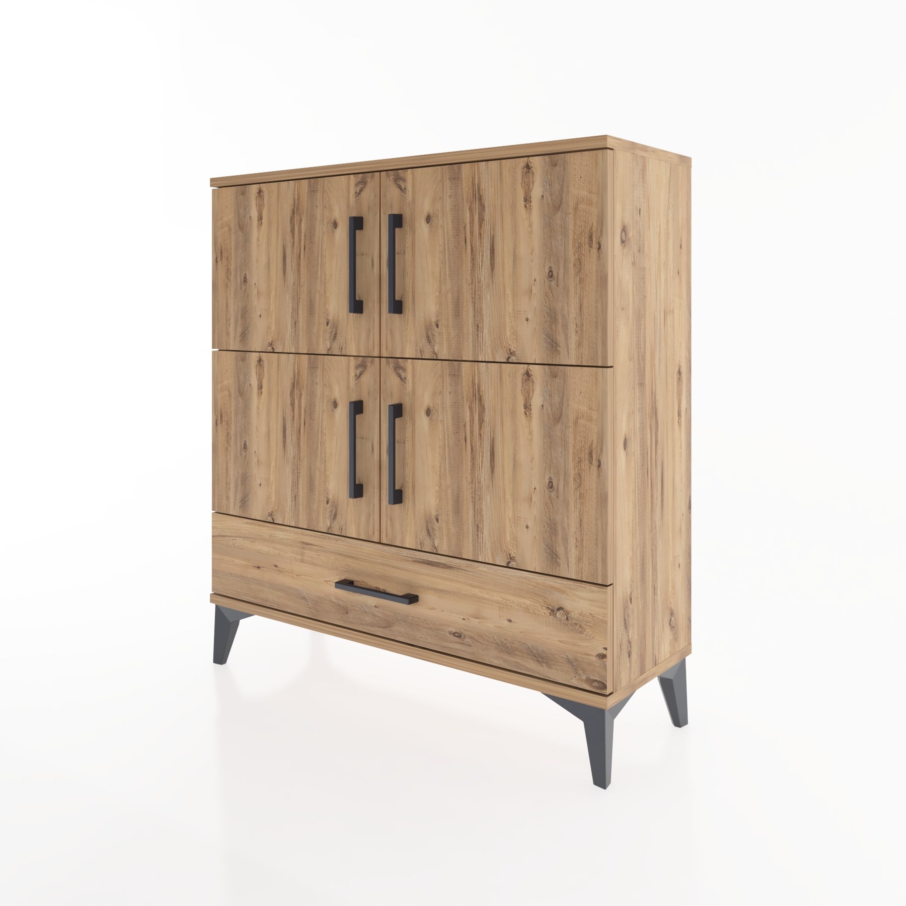 Woodntry Modüler Şifonyer Çam 88x30x84 cm Kapaklı ve Çekmeceli KC41-3