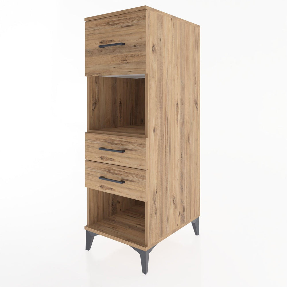 Woodntry Modüler Dolap Çam 44x30x122 cm Çekmeceli ve Raflı CR91-3