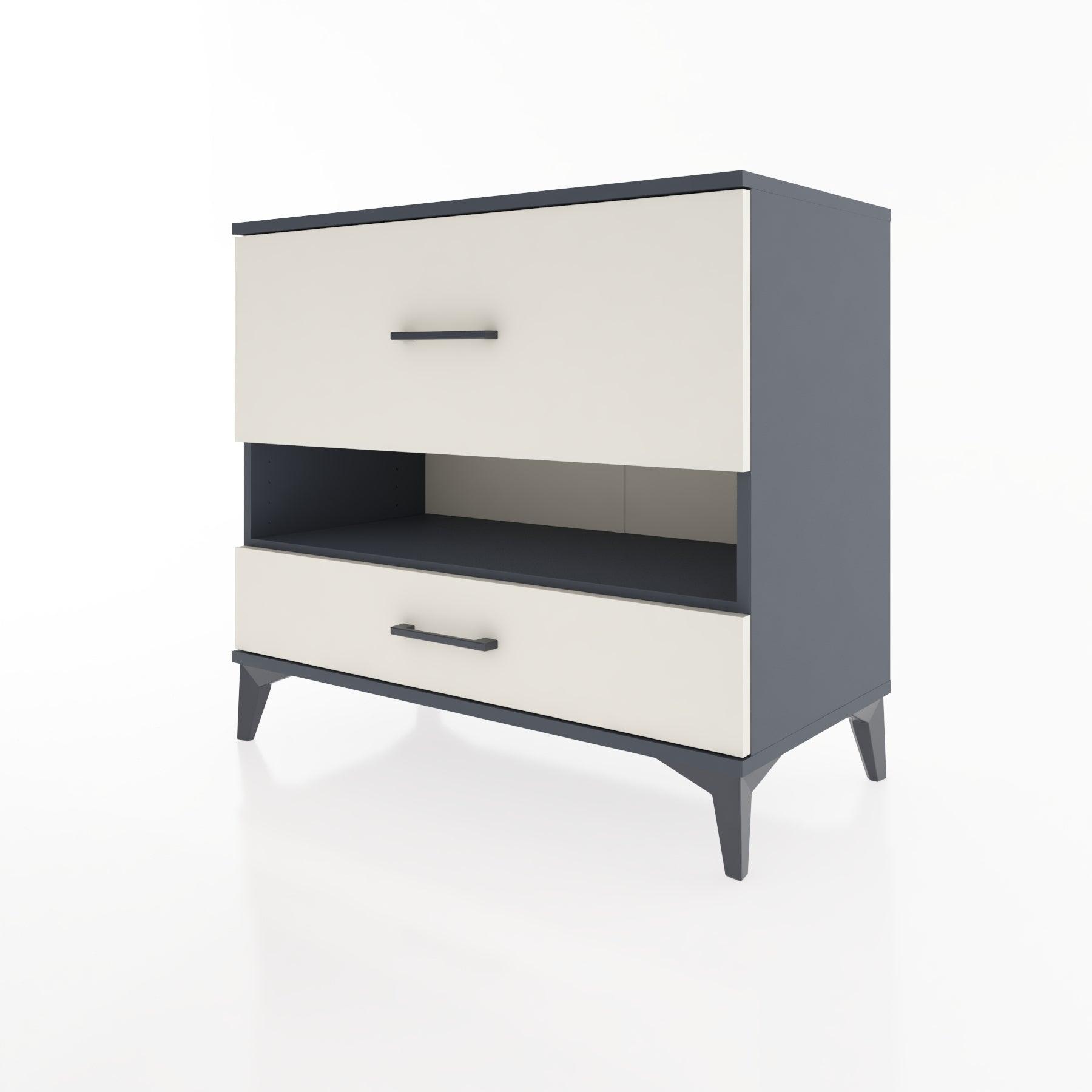 Woodntry Modüler Şifonyer Antrasit 88x44x68 cm Çekmeceli ve Raflı CR42-2