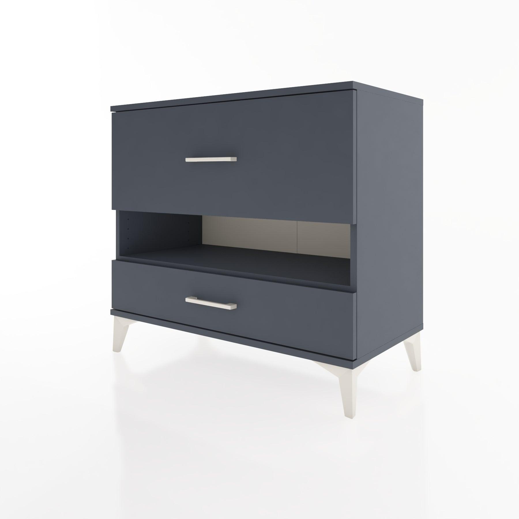 Woodntry Modüler Şifonyer Antrasit 88x44x68 cm Çekmeceli ve Raflı CR42-2