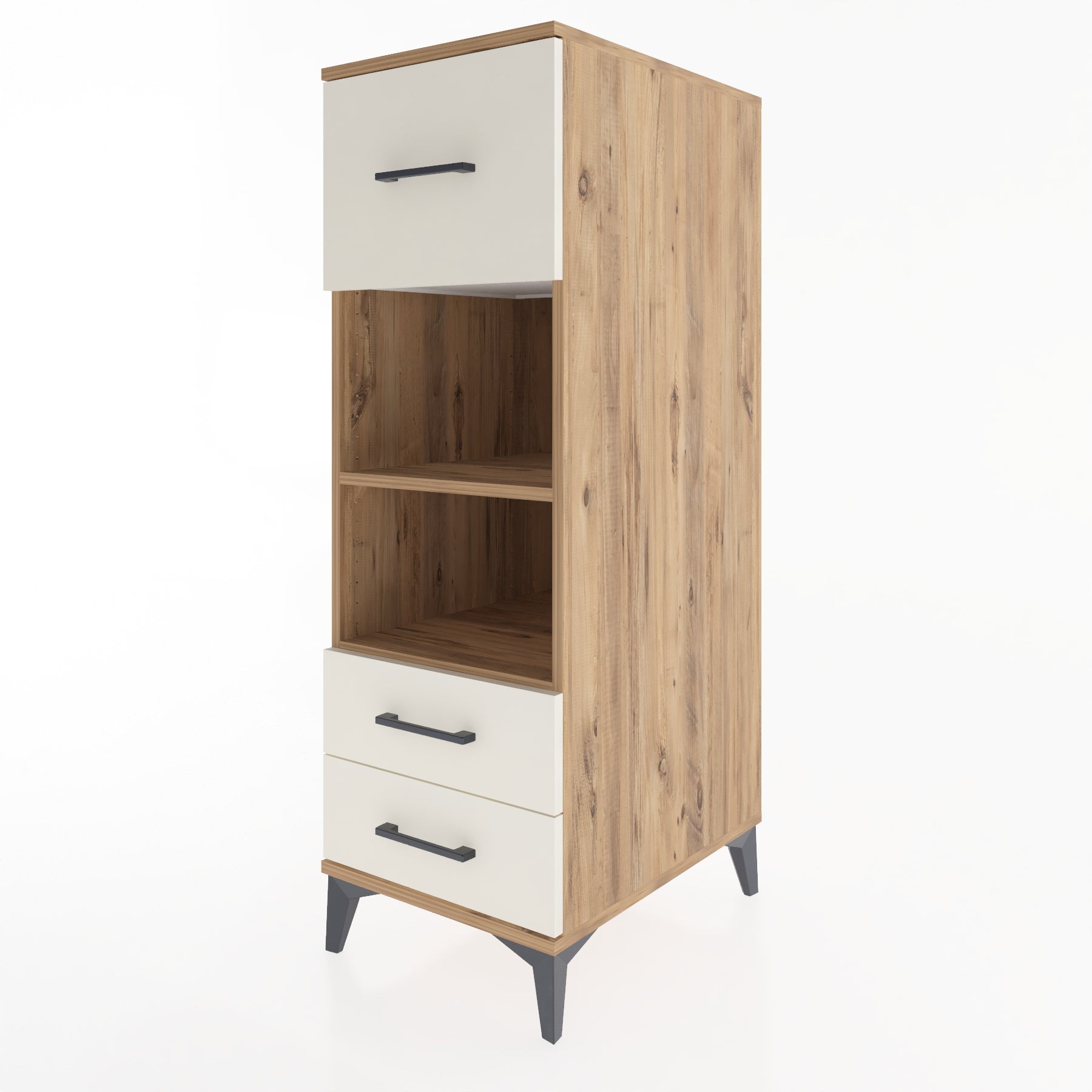 Woodntry Modüler Dolap Çam 44x59x122 cm Çekmeceli ve Raflı CR92-3