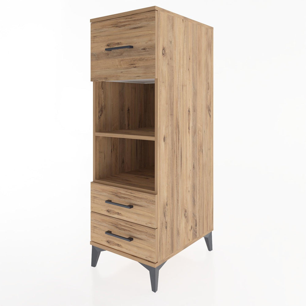 Woodntry Modüler Dolap Çam 44x30x122 cm Çekmeceli ve Raflı CR92-3