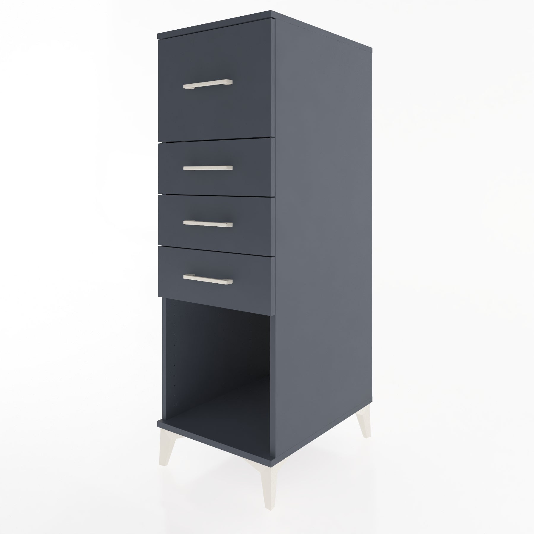 Woodntry Modüler Dolap Antrasit 44x59x122 cm Çekmeceli ve Raflı CR93-2
