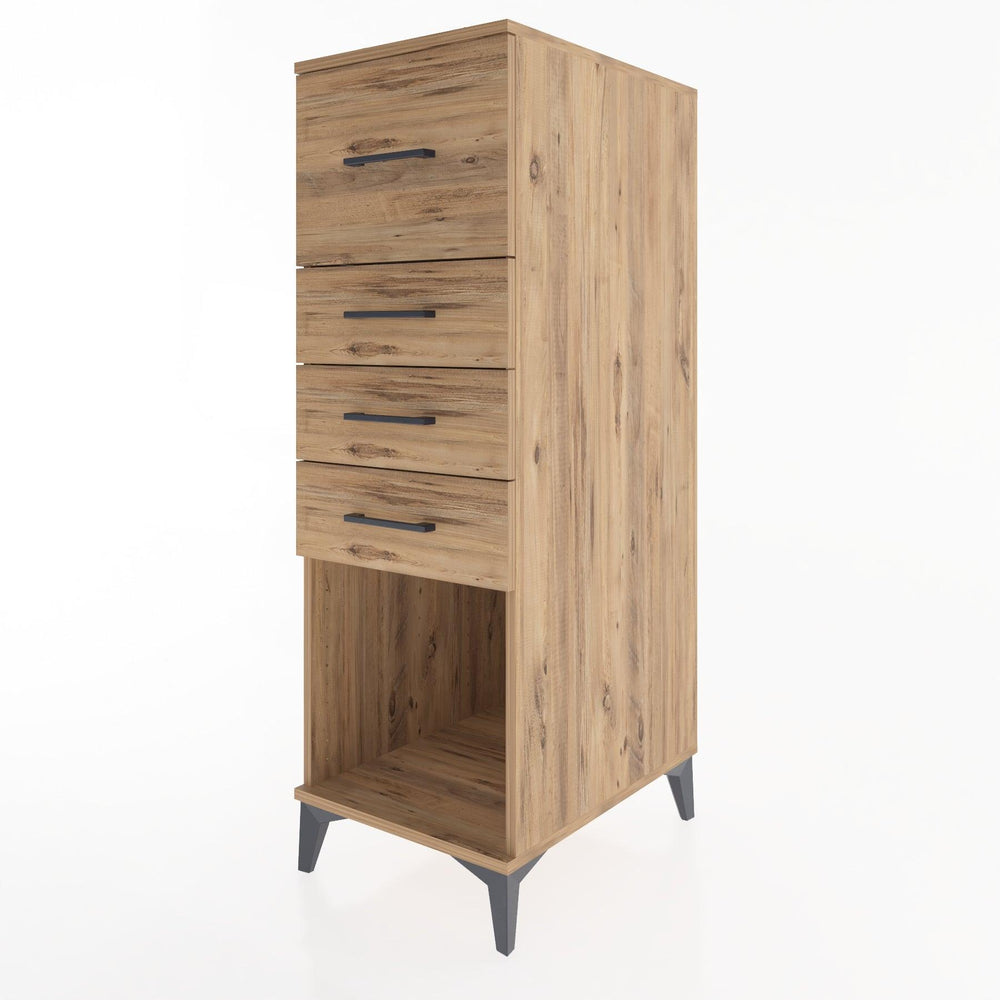 Woodntry Modüler Dolap Çam 44x30x122 cm Çekmeceli ve Raflı CR93-3