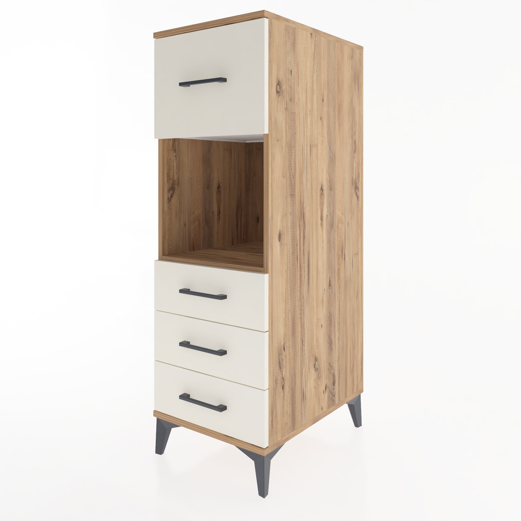 Woodntry Modüler Dolap Çam 44x59x122 cm Çekmeceli ve Raflı CR94-3