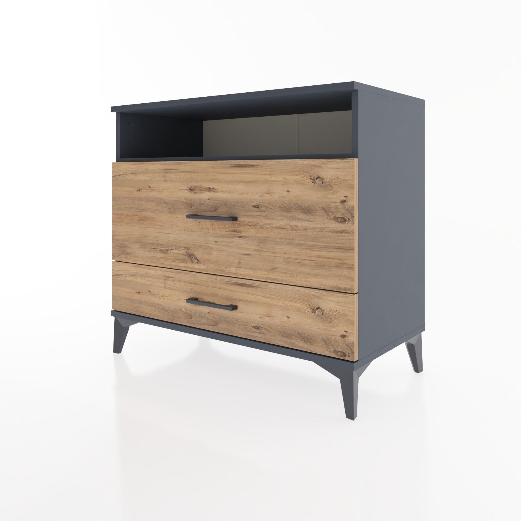 Woodntry Modüler Şifonyer Antrasit 88x44x68 cm Çekmeceli ve Raflı CR45-2