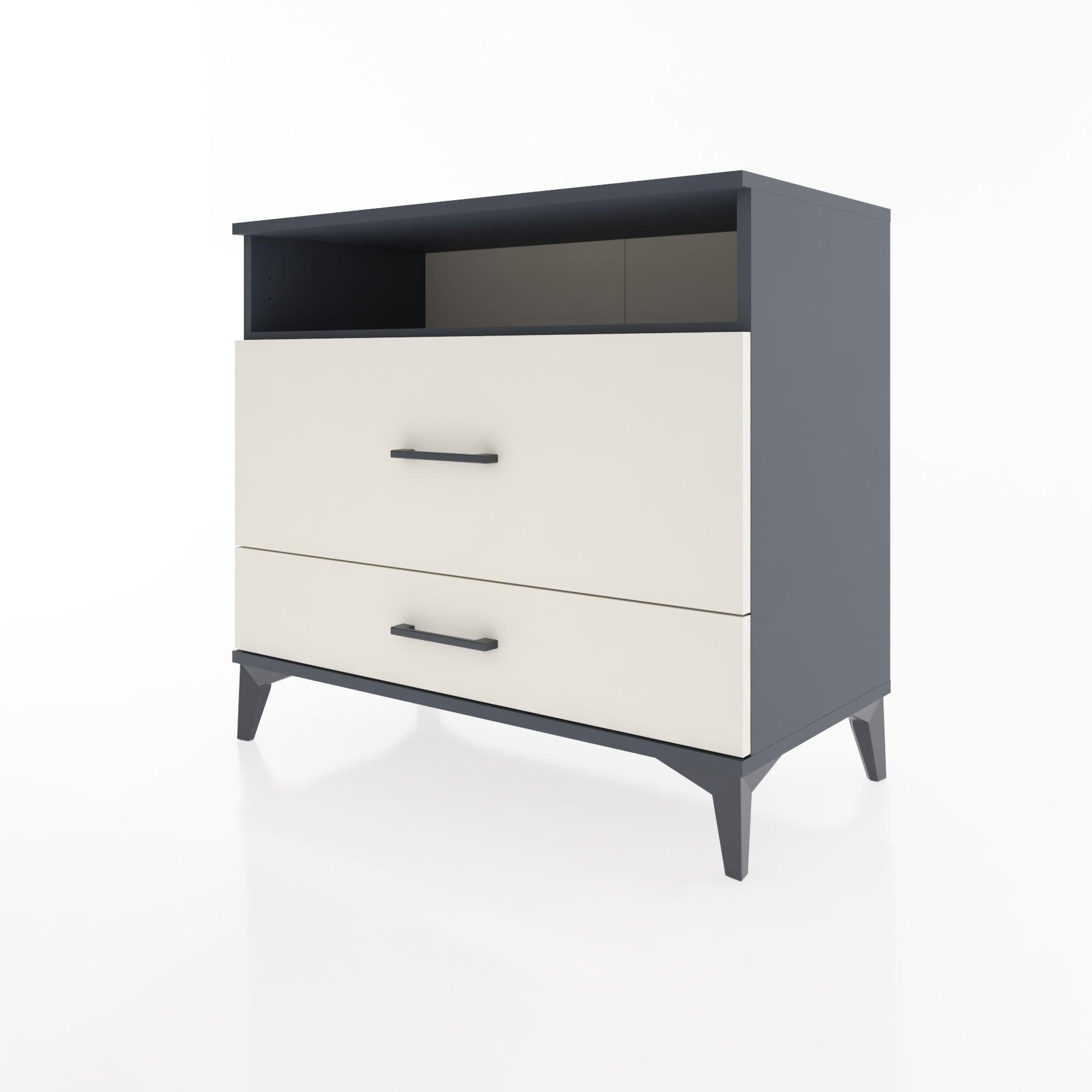 Woodntry Modüler Şifonyer Antrasit 88x44x68 cm Çekmeceli ve Raflı CR45-2