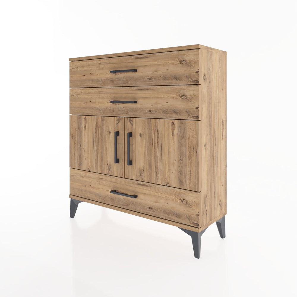 Woodntry Modüler Şifonyer Çam 88x30x84 cm Kapaklı ve Çekmeceli KC45-3