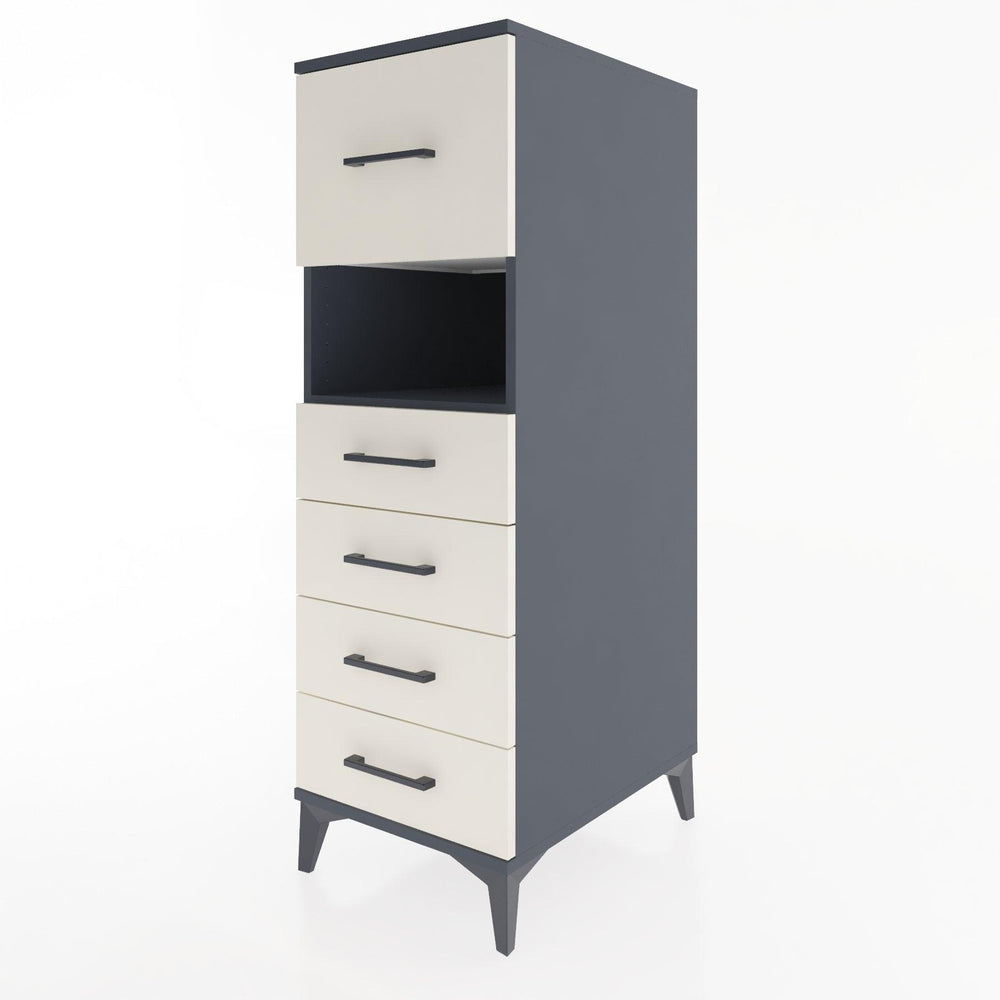 Woodntry Modüler Dolap Antrasit 44x30x122 cm Çekmeceli ve Raflı CR96-2