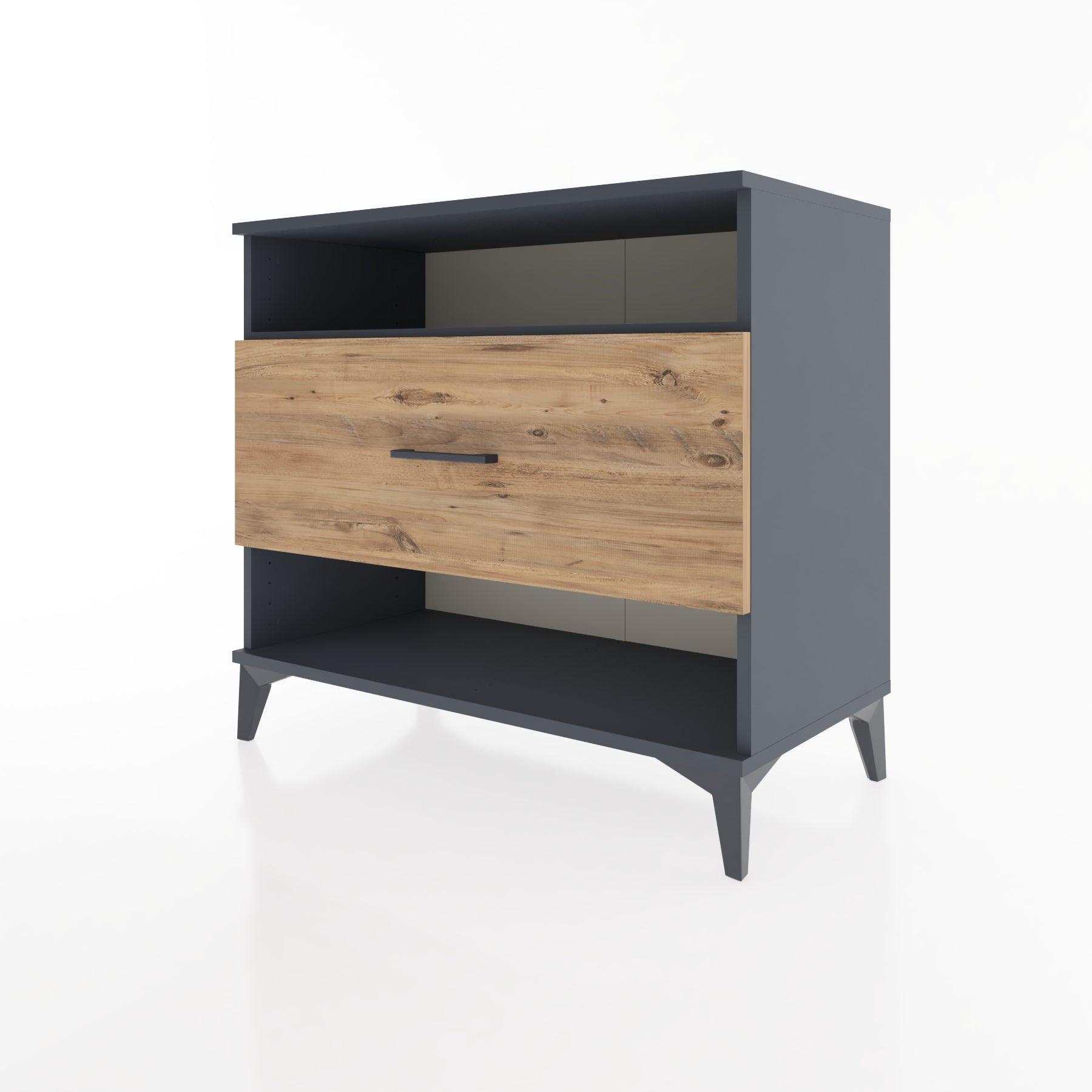 Woodntry Modüler Şifonyer Antrasit 88x44x68 cm Çekmeceli ve Raflı CR47-2