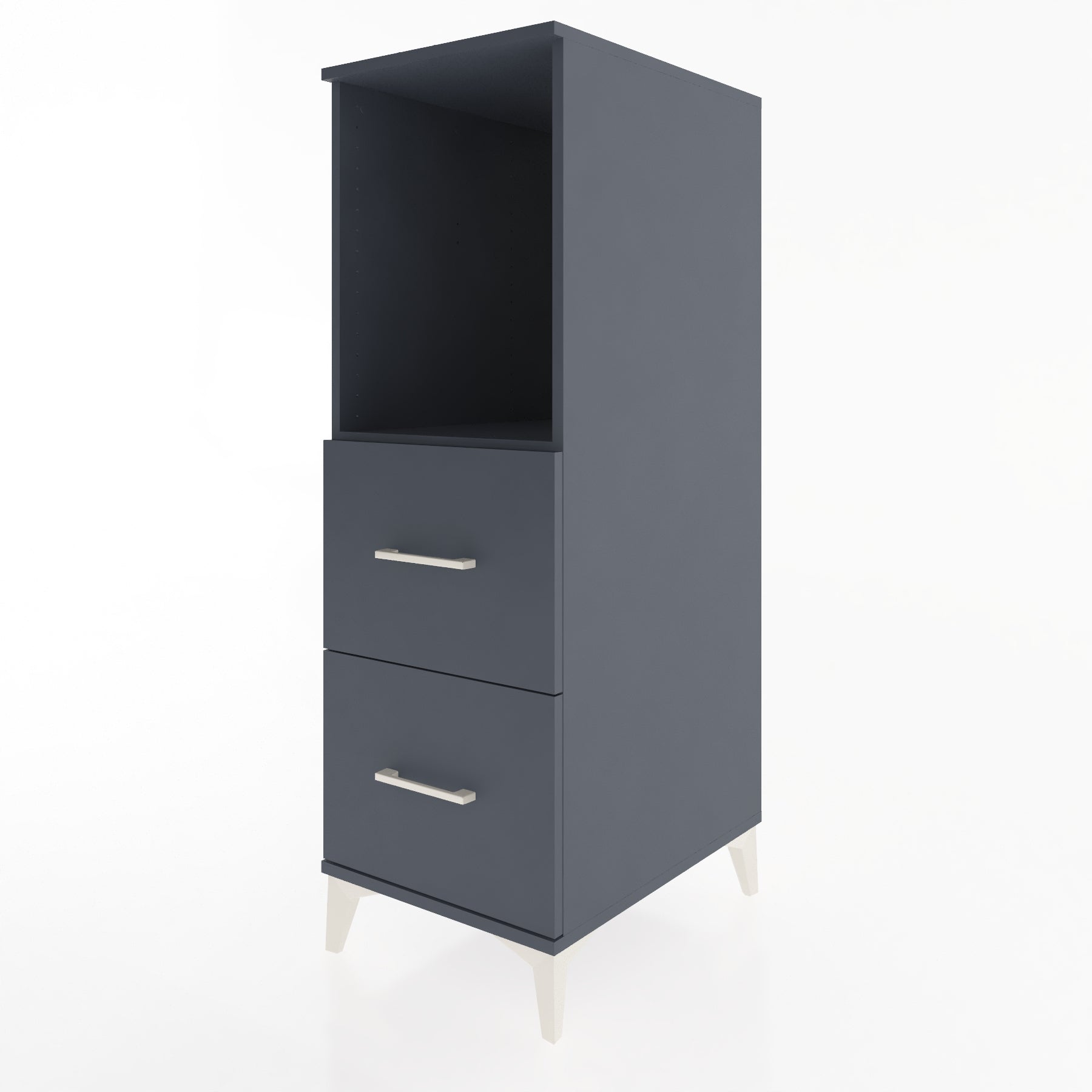 Woodntry Modüler Dolap Antrasit 44x59x122 cm Çekmeceli ve Raflı CR97-2