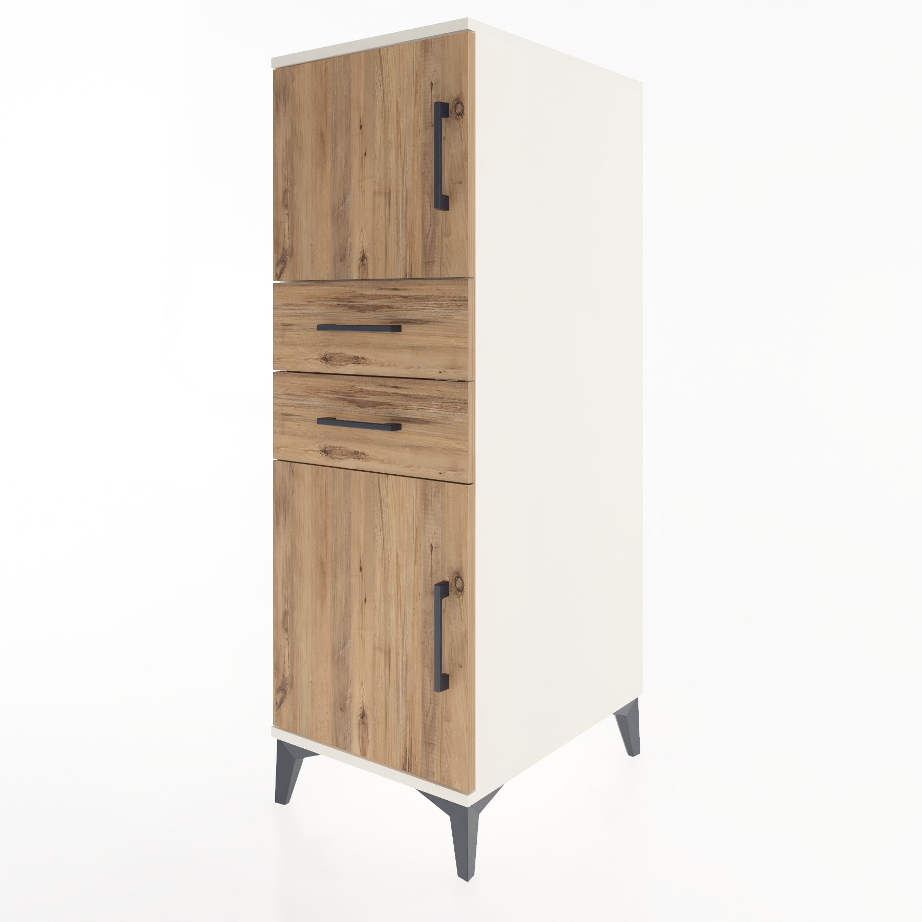 Woodntry Modular Cabinet Moonstone 44x59x122 cm with Doors and Drawers KC48-1
