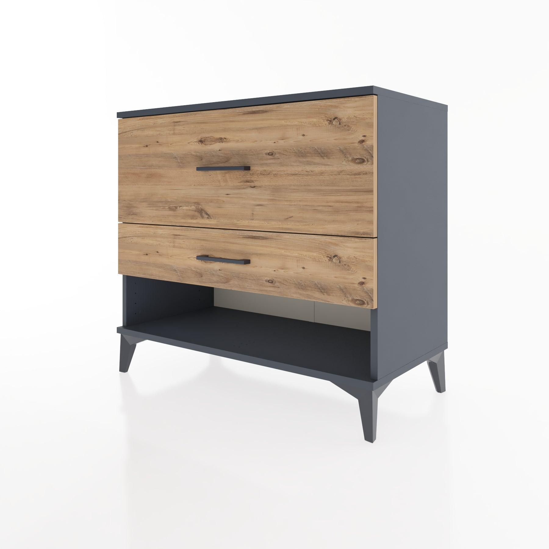 Woodntry Modüler Şifonyer Antrasit 88x44x68 cm Çekmeceli ve Raflı CR48-2