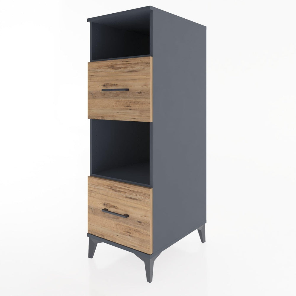 Woodntry Modüler Dolap Antrasit 44x30x122 cm Çekmeceli ve Raflı CR98-2