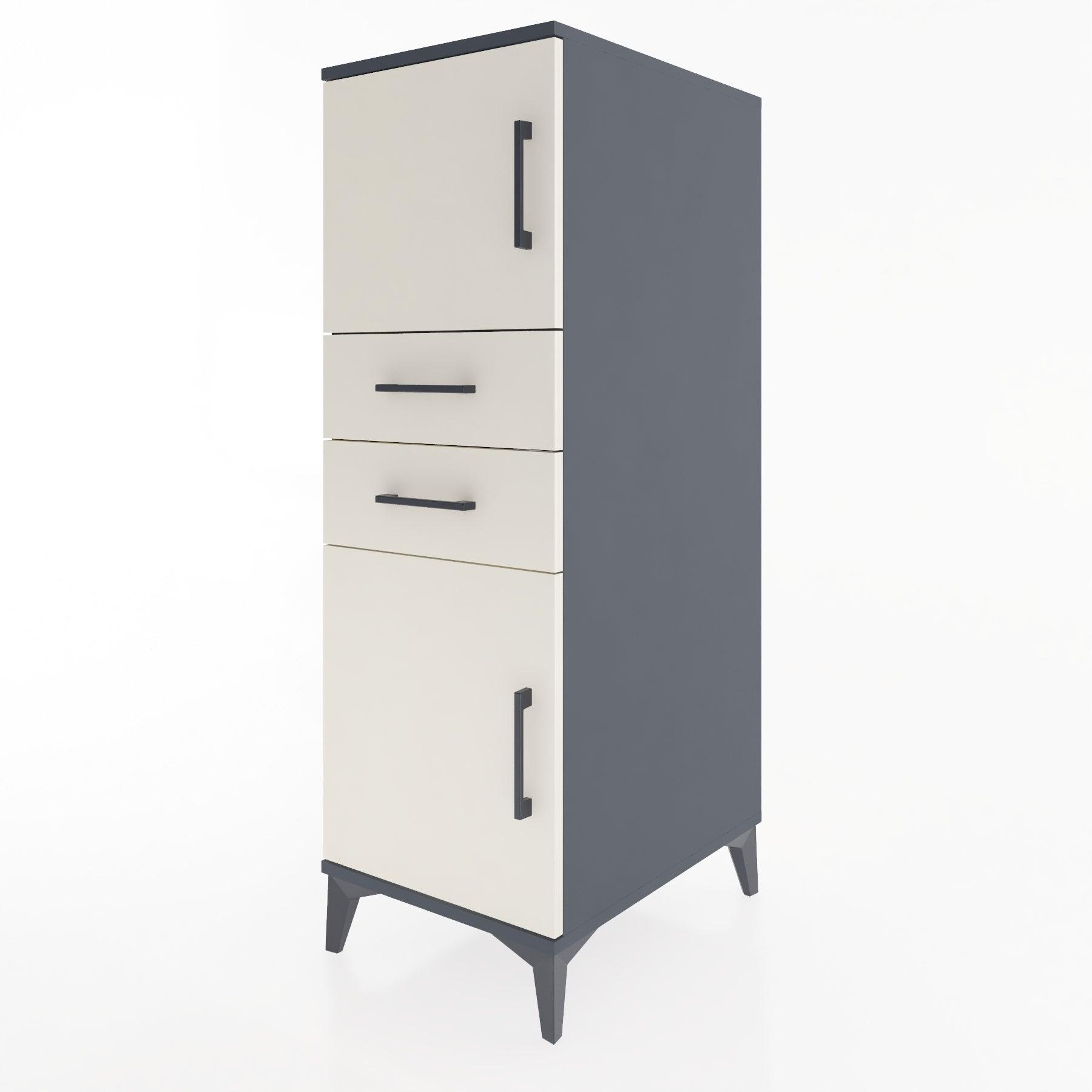 Woodntry Modular Cabinet Anthracite 44x30x122 cm with Doors and Drawers KC48-2