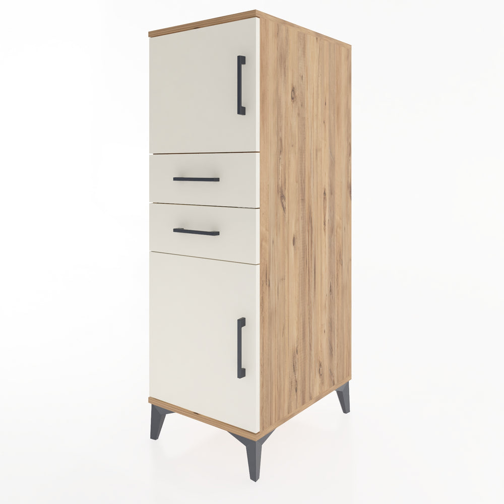 Woodntry Modüler Dolap Çam 44x59x122 cm Kapaklı ve Çekmeceli KC48-3