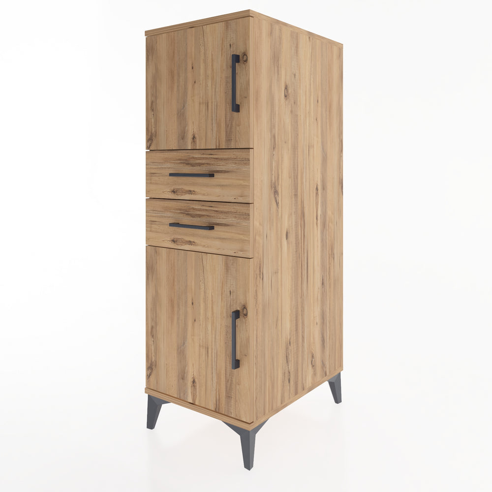 Woodntry Modüler Dolap Çam 44x59x122 cm Kapaklı ve Çekmeceli KC48-3