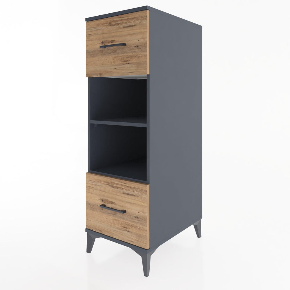 Woodntry Modüler Dolap Antrasit 44x30x122 cm Çekmeceli ve Raflı CR99-2