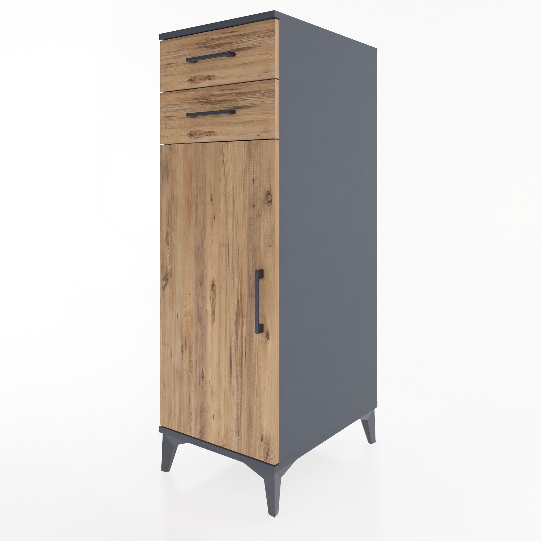 Woodntry Modular Cabinet Anthracite 44x59x122 cm with Doors and Drawers KC49-2