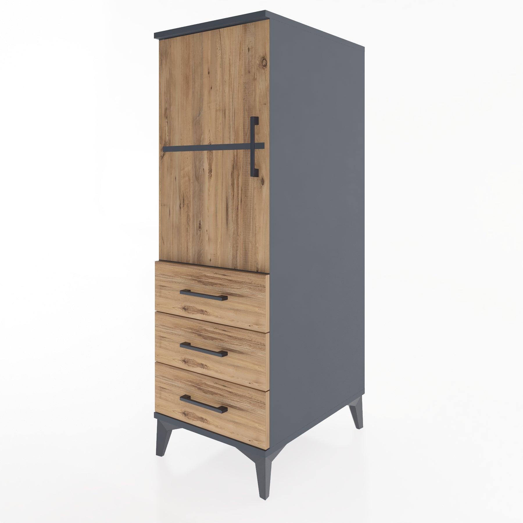 Woodntry Modular Cabinet Anthracite 44x30x122 cm with Doors and Drawers KC50-2