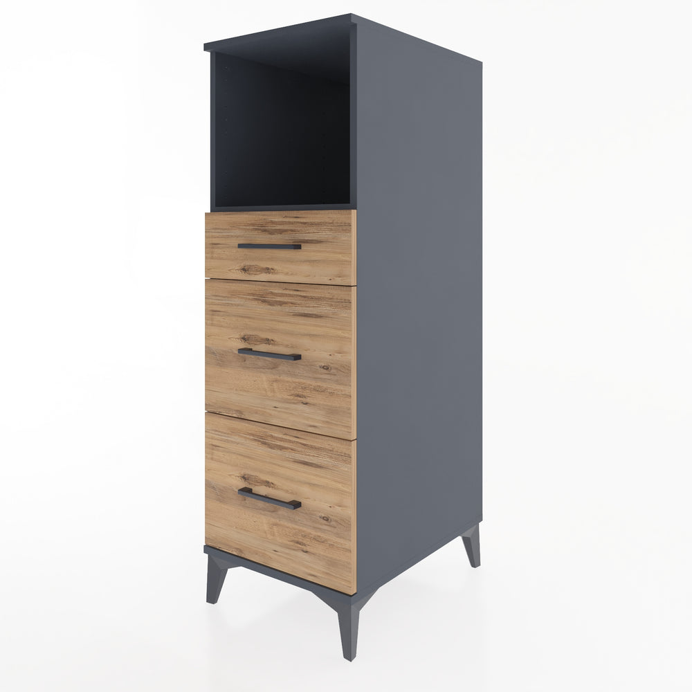 Woodntry Modüler Dolap Antrasit 44x59x122 cm Çekmeceli ve Raflı CR100-2