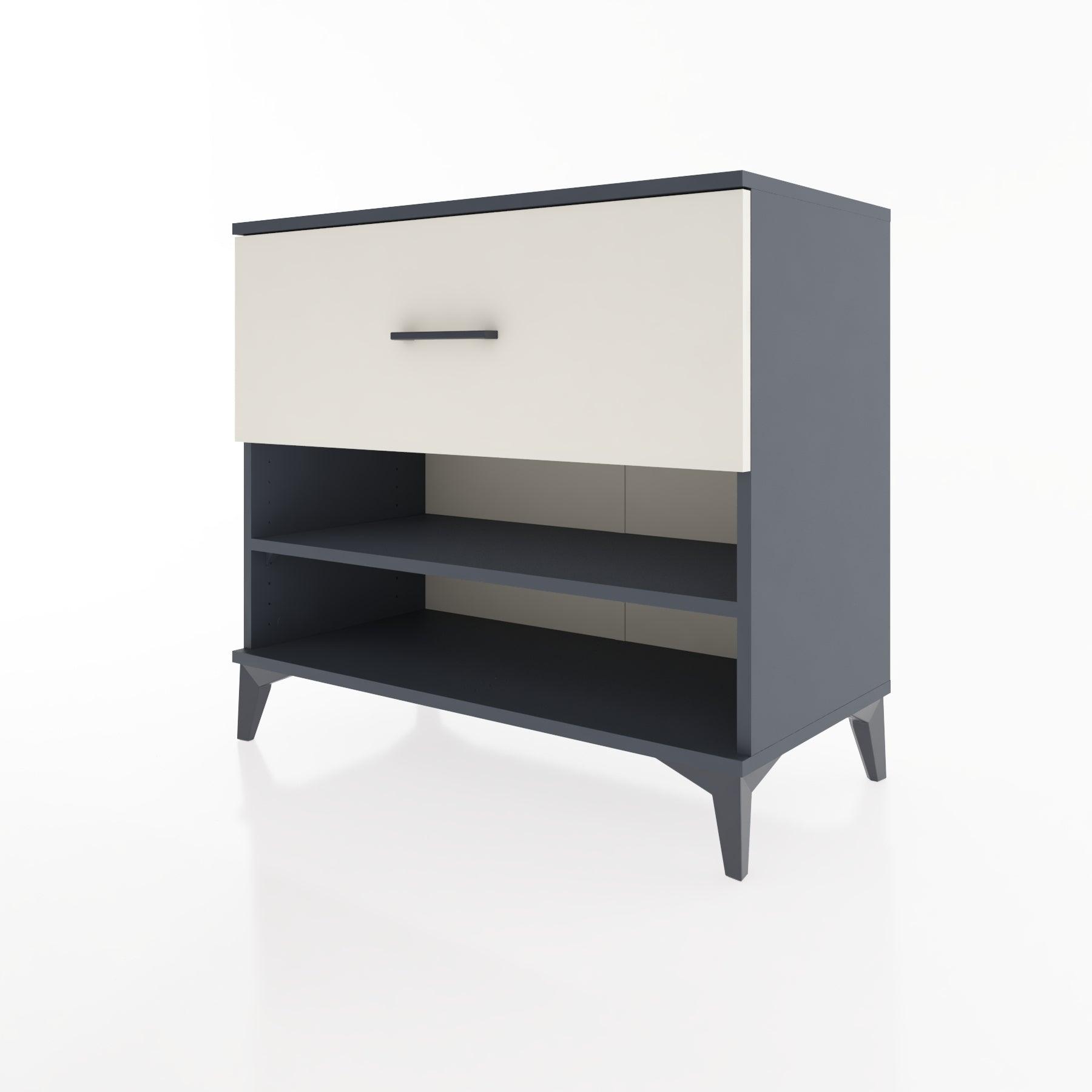 Woodntry Modüler Şifonyer Antrasit 88x44x68 cm Çekmeceli ve Raflı CR50-2