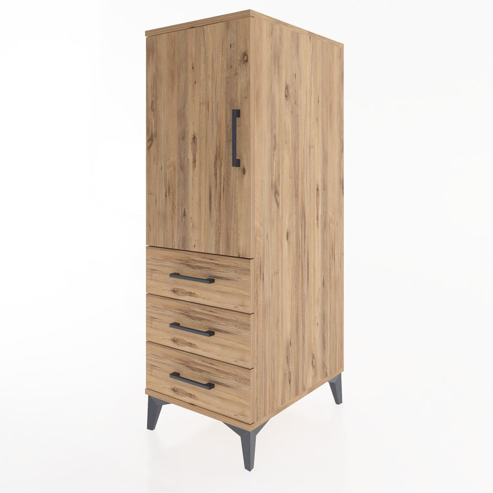 Woodntry Modüler Dolap Çam 44x59x122 cm Kapaklı ve Çekmeceli KC134-3