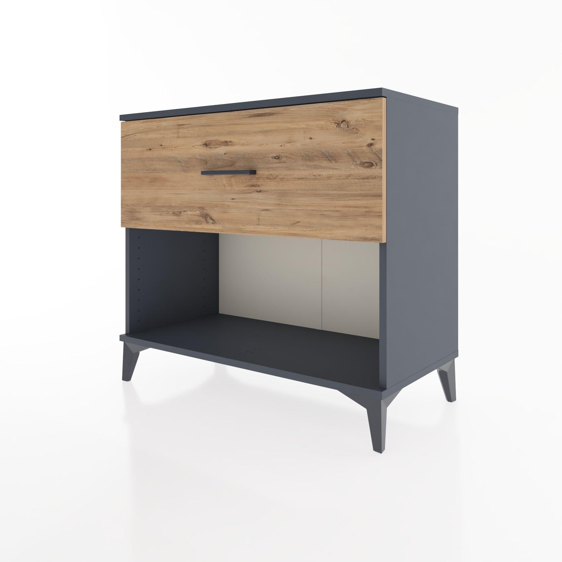 Woodntry Modüler Şifonyer Antrasit 88x44x68 cm Çekmeceli ve Raflı CR51-2