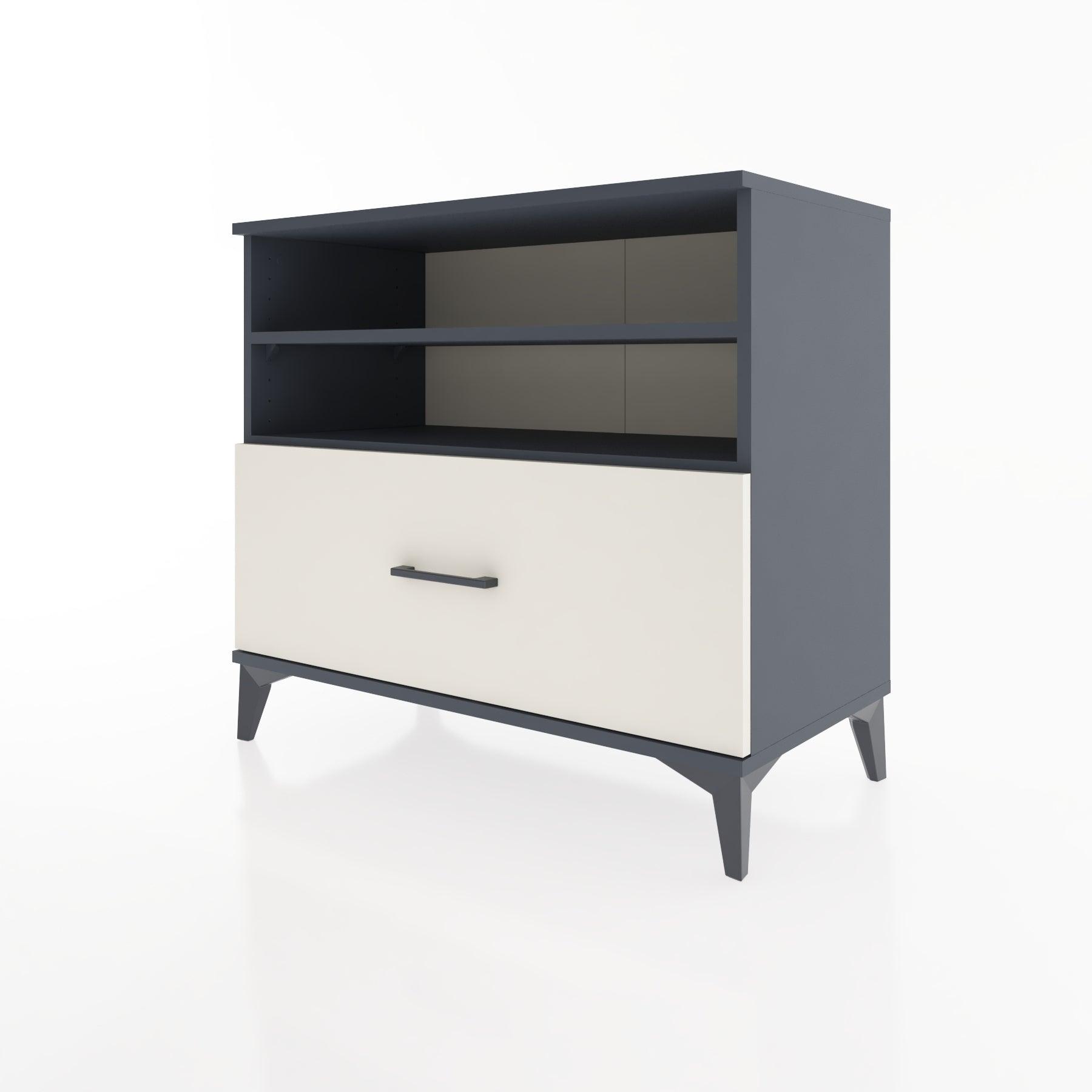 Woodntry Modüler Şifonyer Antrasit 88x44x68 cm Çekmeceli ve Raflı CR52-2